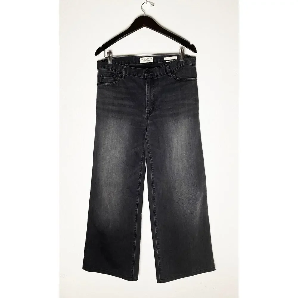 Nili Lotan Women's Ena High Rise Wide Leg Snap Buttons Stretch‎ Jeans Designer